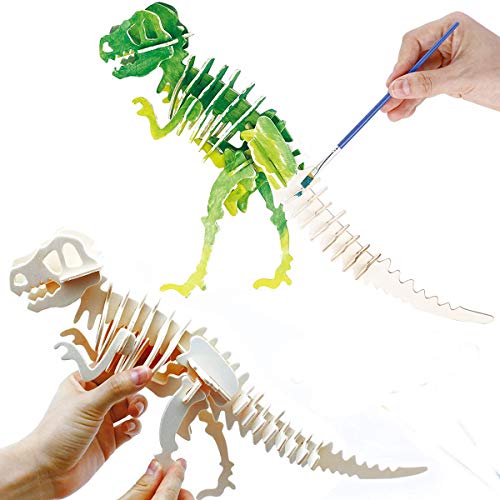 Afufu Juguetes Niños Rompecabezas para Colorear En 3D, Kit De Manualidades de Pintura Puzzle Madera Juegos de Montaje Maqueta de Dinosaurio, Educativa Regalo de Cumpleaños para Niñas 5 6 7 8 9+ años