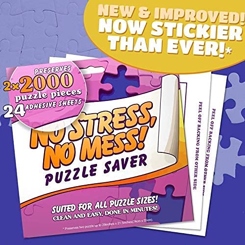 AGREATLIFE 24 Sheets New Improved No Stress, No Mess Puzzle Saver - Stickier Than Ever - Glue Sheets for Puzzle: Securely Sticks: Permanent Puzzle Preservation Up to 4000-piece Work of Art