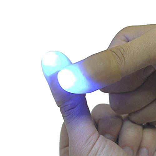 AKAMAS Lámpara LED para Dedo, 4 Unidades, luz mágica para Dedos, Truco mágico, Juguete de Broma de Dedo Falso, un Paquete de 2