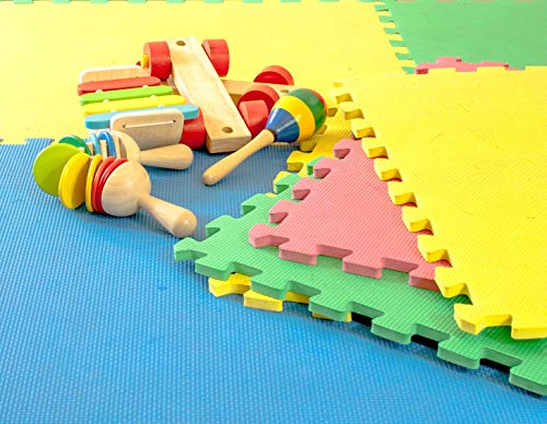 Alfombrillas de juego de espuma entrelazadas M.Y - Alfombrilla gruesa, multicolor, suave, de EVA para piso de bebé, rompecabezas