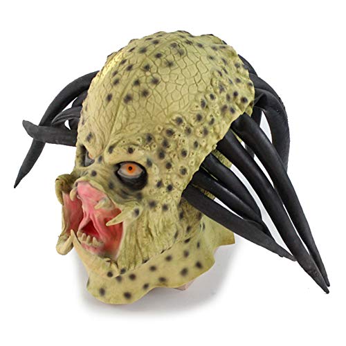 Alien VS. Las Máscaras De Terror De Halloween Látex Depredador Del Partido Sombrero Vestido De La Danza Apoyos De La Demostración Green-A