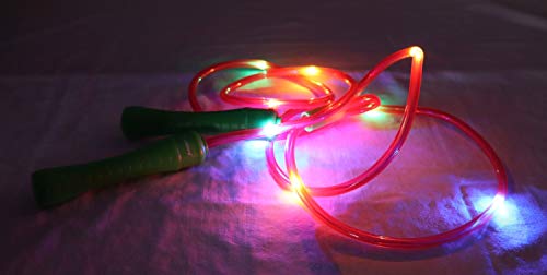 alldoro 63020 - Cuerda de saltar con 11 luces LED para niños a partir de 6 años y adultos, color rosa