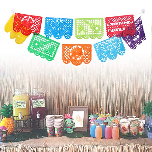 Amosfun - Guirnalda de banderines de plástico para colgar del Día de los Muertos, diseño cuadrado, para fiestas mexicanas