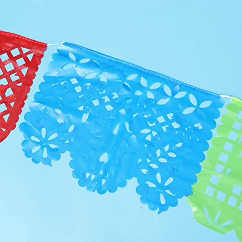 Amosfun - Guirnalda de banderines de plástico para colgar del Día de los Muertos, diseño cuadrado, para fiestas mexicanas