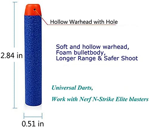 AMOSTING Dardos para Nerf 100 Piezas 7,2 cm Espuma Suave Balas Espuma Niño para N-Strike Elite Blasters Pfeile Dart Bullets con Bolsa de Almacenamiento Pistola de Juguete para Niños - Azul