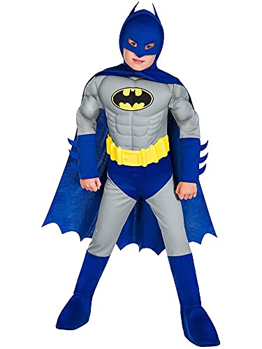 amscan 9908383 Disfraz de Batman Muscle Chest para niños, azul, gris, Edad: 6-8 años