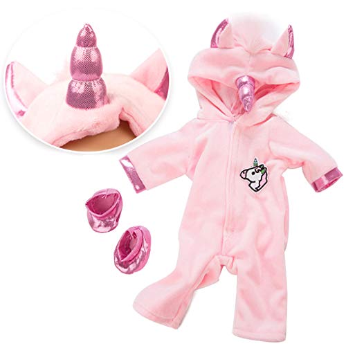 Amycute 43 cm la Ropa de la Muñeca del Traje del Unicornio con los Zapatos para Las Muñecas del Bebé Recién Nacido Girl Doll del Bebé(Rosa) (Rosa)