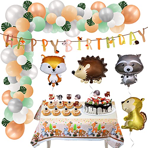 Animales del bosque, decoración de cumpleaños, globos de animales del bosque, para niños, erizo, ardilla, helio, globo de animales para el salvaje