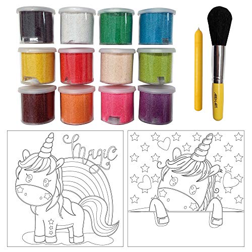Arenart | Pack 2 Dibujos Unicornio 30x30cm | para Pintar con Arenas de Colores | Manualidades para Niña | Dibujo Infantil | +6 años
