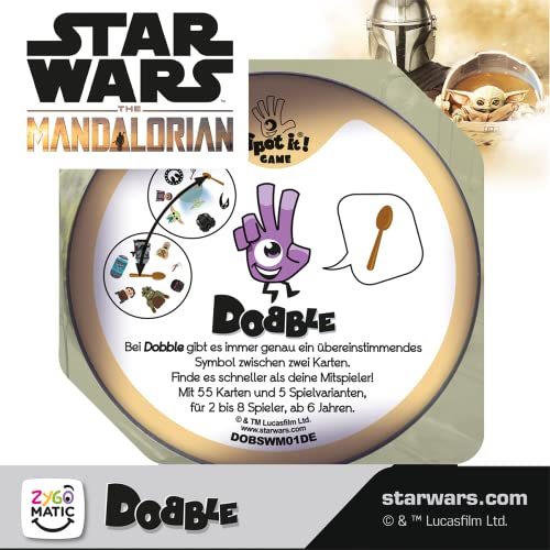 Asmodee Dobble Star Wars The Mandalorian, Juego de Cartas Familiar, Juego de Cartas en alemán