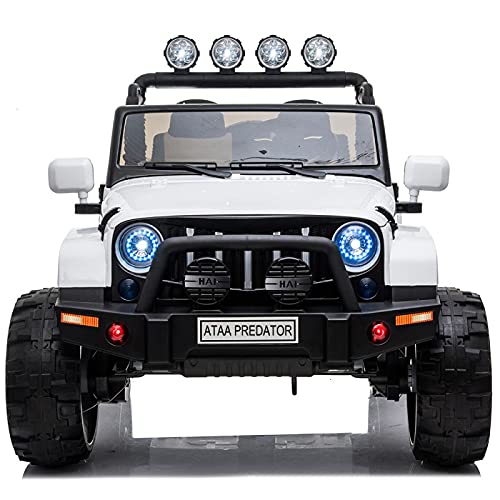 ATAA Predator 24v - Blanco - Coche eléctrico para niños y niñas Predator Estilo Jeep con música y Divertidos Sonidos y batería 24v