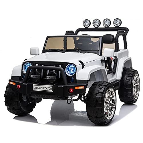 ATAA Predator 24v - Blanco - Coche eléctrico para niños y niñas Predator Estilo Jeep con música y Divertidos Sonidos y batería 24v