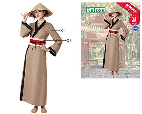 Atosa disfraz china kimono marrón adulto XL