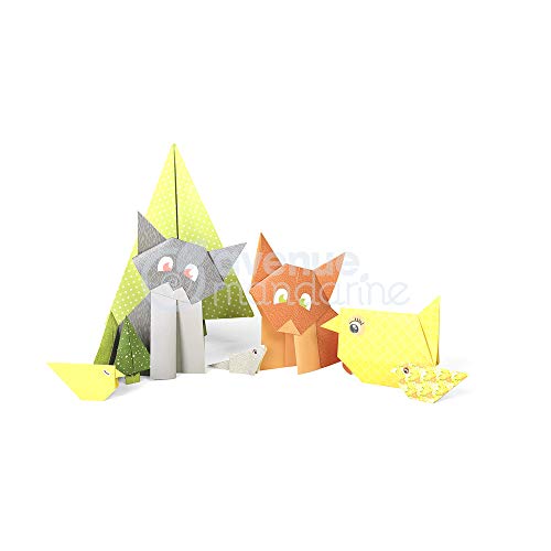 Avenue Mandarine CO176C - Une boite créative Origami initiation comprenant 200 feuilles origami 7x7 cm, 96 feuilles 15x15 cm, 60 feuilles 23x23, 2 planches de stickers et 10 modèles de pliage