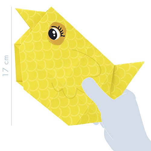 Avenue Mandarine CO176C - Une boite créative Origami initiation comprenant 200 feuilles origami 7x7 cm, 96 feuilles 15x15 cm, 60 feuilles 23x23, 2 planches de stickers et 10 modèles de pliage