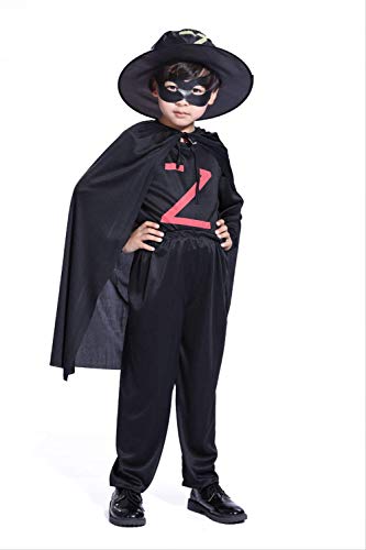 BAJIE Máscara de Halloween Ropa de Halloween para niños Niños Disfraz de Caballero Enmascarado Mascarada Ropa de Cosplay Ropa de Noche L Negro