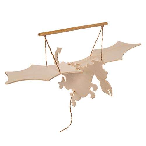 Baker Ross- Kits de marionetas de madera con forma de dragón (Pack de 3) Marionetas móviles con alas, brazos y piernas movibles para que los niños las creen