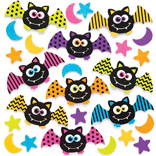 Baker Ross Pegatinas de espuma de murciélago (paquete de 120) para manualidades y proyectos de arte para niños, tarjetas, bolsos de fiesta y decoraciones
