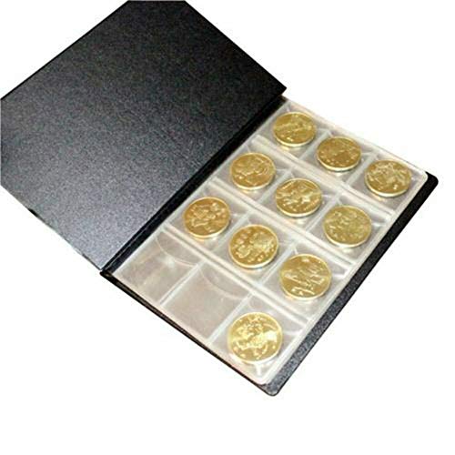 BE-TOOL - Álbum para coleccionar monedas, ideal para coleccionistas de monedas, con compartimentos para guardar monedas, almacenamiento para 120 monedas, negro