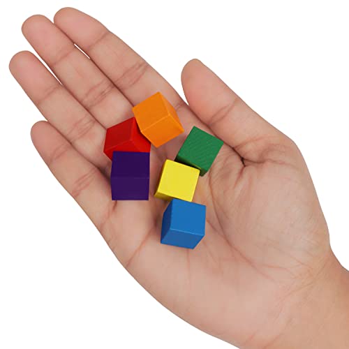 Belle Vous Cubos de Madera de Colores (Pack de 100) 1,5 x 1,5 x 1,5 cm - Cubos Madera Natural 6 Colores - Bloques para Manualidades, Hacer Puzzles - Regalo Educativo, Matemáticas para Niños