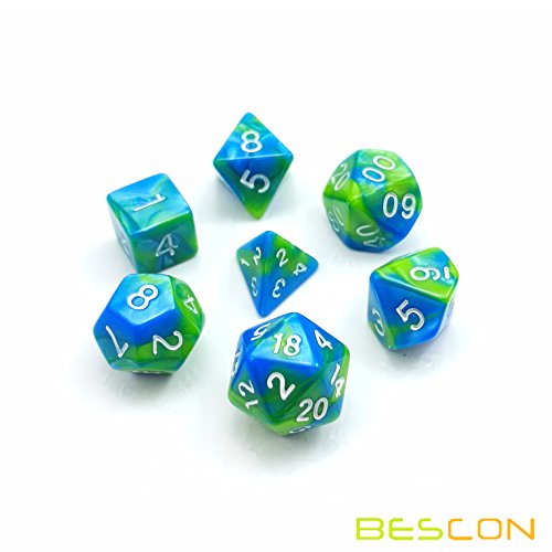 Bescon Mini Gemini Two Tone Polyhedral RPG Dice Set 10MM, Mini RPG Dice Set D4-D20 in Tube Packaging, Assorted Colored of 42pcs (7X6