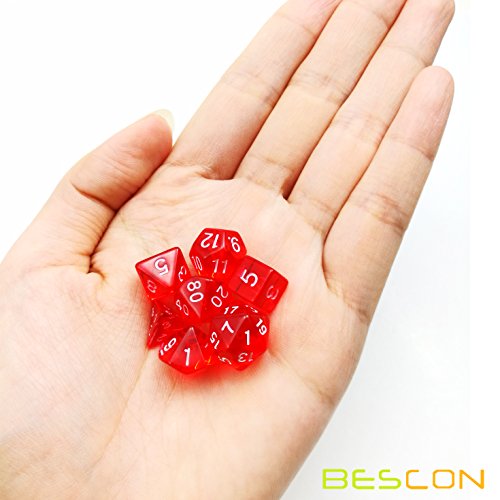 Bescon Mini Translucent Polyhedral RPG Dice Set 10MM, Small RPG Dice Set D4-D20 in Tube Packaging, Assorted Colored of 42pcs (7X6