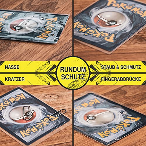 blaash® Card Sleeves | 100 Premium – Fundas transparentes para todo tipo de cartas de juego y colección como Pokémon, YuGiOh, MTG, Match Attax| Standard Penny Soft Sleeves | 67 x 94 mm