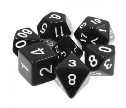 Black Hole - Polyset Dice | Polydice | Black Opaque and White | Dice Set of 7 Pieces| D&D and RPGs | Plastic Dice Set for Dungeons and Dragons | Polyhedral Dice Set | DND / D&D / Dungeons and Dragons