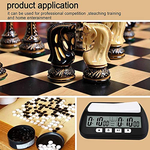 bobotron Reloj de ajedrez, temporizador digital de ajedrez y temporizador de juego, portátil, 3 en 1, profesional, color negro