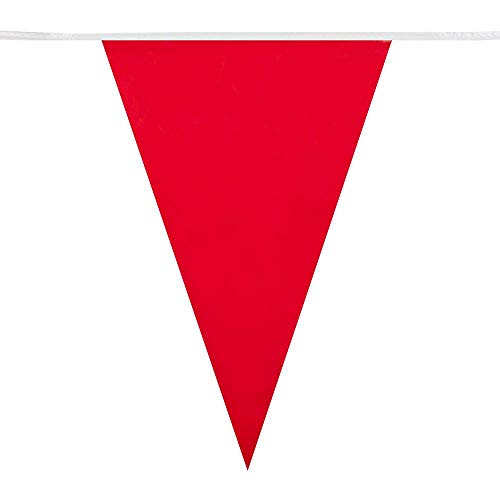 Boland 74726 - Guirnalda de banderines de plástico para Colgar (10 m), Color Rojo y Blanco