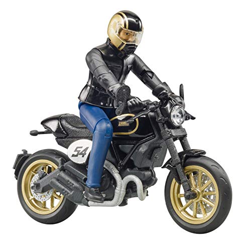 Bruder 63050 - Moto Scrambler Ducati Cafe Racer con Motociclista