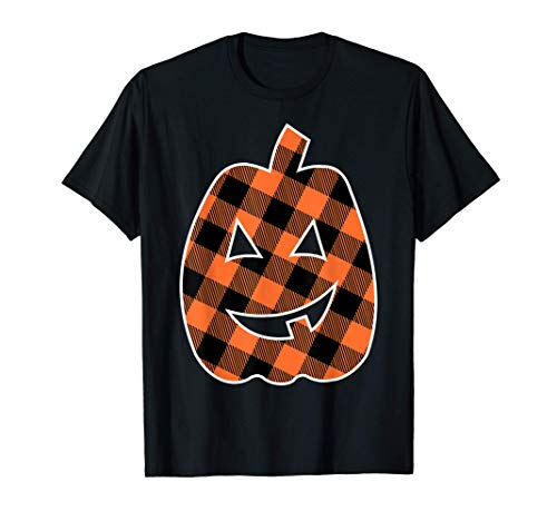 Calabaza Grande de Buffalo Plaid naranja disfraz halloween Camiseta
