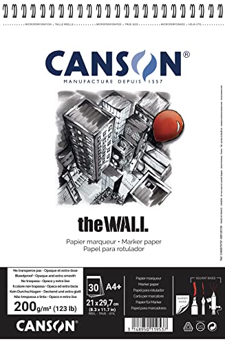 Canson The Wall Extraliso, Álbum Espiral Microperforado 21 x 29.7 cm, 30 hojas, 200 g