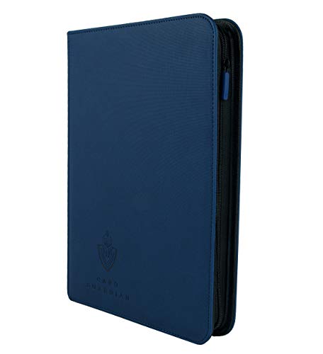 Card Guardian - Carpeta premium de 9 bolsillos con cremallera para 360 tarjetas - Bolsillos laterales de carga para juegos de cartas TCG (azul)