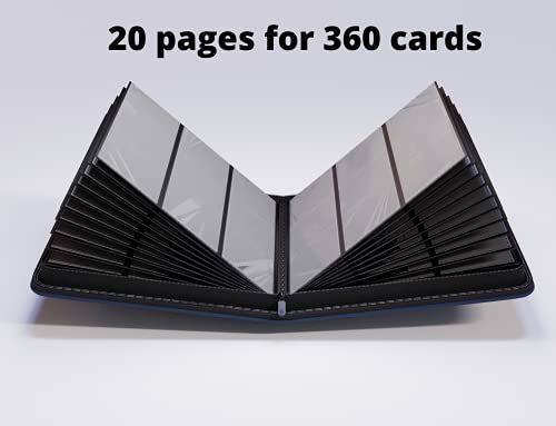 Card Guardian - Carpeta premium de 9 bolsillos con cremallera para 360 tarjetas - Bolsillos laterales de carga para juegos de cartas TCG (azul)
