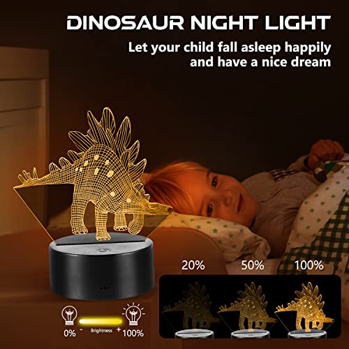 CENOVE 3D Dinosaurio Luz de noche, 4 Paquete Lámpara de Noche LED con Cambio de 16 Colores y 4 Modos, Regalo para niños mayores de 4 5 6