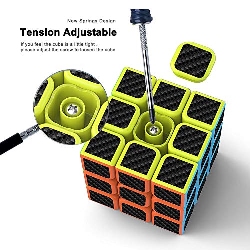 cfmour Cubo de Mágico, 3x3x3 Fibra de Carbono Suave Magia Cubo de Mágico Rompecabezas 3D Cube, Versión Mejorada, 5.7cm (Negro)