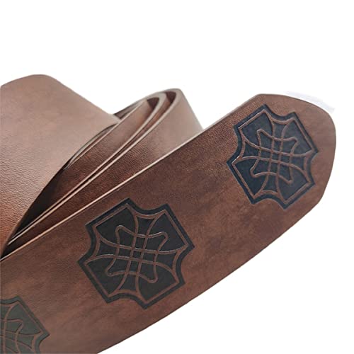 Cinturón de anillo O de cuero PU en relieve medieval, cinturones de cintura de túnica de túnica, cinturón de caballero renacentista retro para accesorios de disfraz de cosplay vikingo (Marron oscuro)