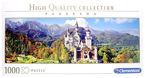 Clementoni - Puzzle 1000 piezas panorámico paisaje Castillo de Neuschwanstein, Puzzle adulto (39438)