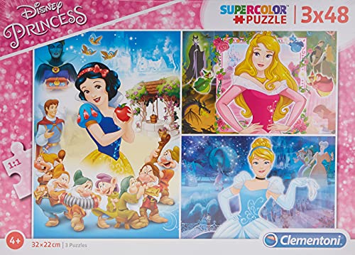 Clementoni - Puzzle infantil 3 puzzles de 48 piezas Princesas, puzzles a partir de 4 años de Princess Disney (25211)