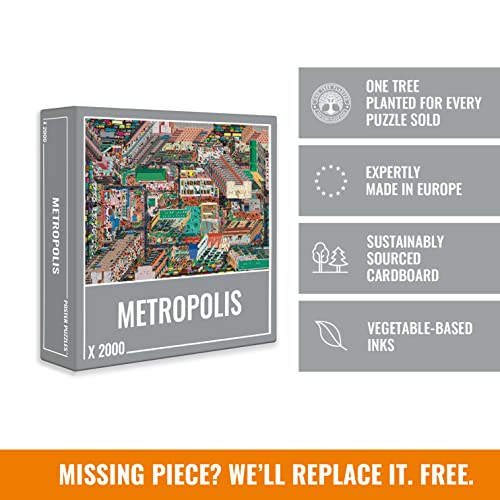 Cloudberries Metropolis - Rompecabezas detallado y desafiante de 2000 Piezas para Adultos con un fantástico Mapa de la Ciudad en 3D y un Tema de Arquitectura