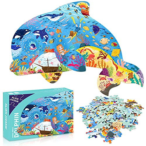 Colmanda Rompecabezas Niños, 108 Piezas Rompecabezas, Puzzle Creativo Ilustraciones de Rompecabezas Jigsaw Puzzle, Juegos de Rompecabezas para Adolescentes, Niño, Mayores, Juego Familiar (Delfines)