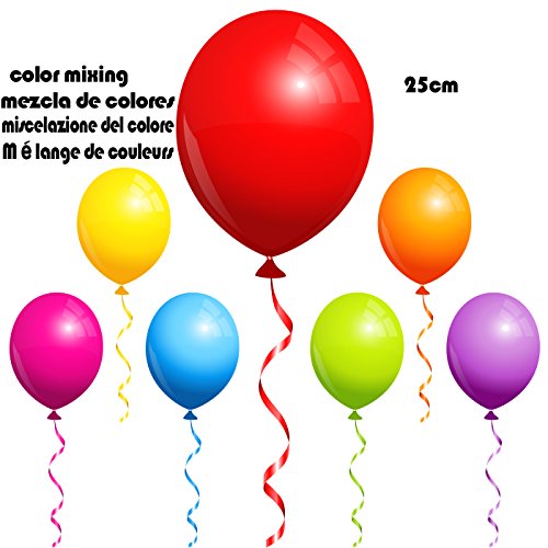 cotigo 200 Globos de Fiesta de Colores Variado para Bodas, Fiestas de Cumpleaños - Globos de Latex de 25 cm + Bomba (Color Aleatorio)+ 6 Cinta