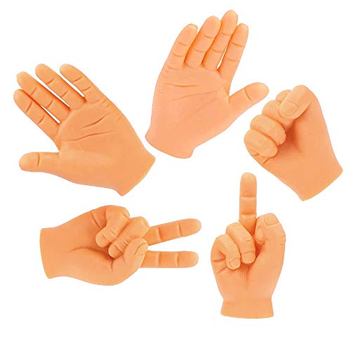 CreepyParty Tiny Hands Manos Diminutas Manos Pequeñas Títeres de Dedos Mini Manos de Dedo Dedo Medio Paquete de 5 Juguete del Juego de la Broma Piedra Papel Tijeras
