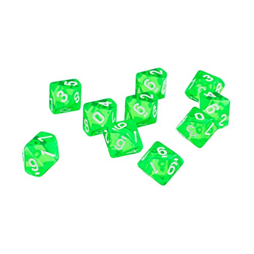 D10 Diez Juegos de Dados Plástico para RPG Dungeons & Dragons Games - Verde