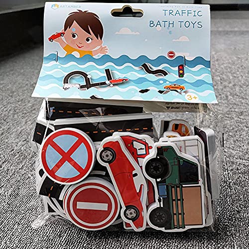 Dan&Dre Juguete de baño para bebé, diseño de señales de tráfico, puzle de ciudad para niños, juguete acuático para el baño, juguete de aprendizaje temprano para la bañera