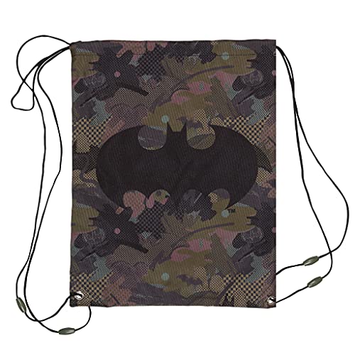 DC Comics Batman cammo Los niños del bolso del gimnasio, mercancía oficial | Liga de la Justicia nuevo a la escuela Mochila, Idea del regalo de cumpleaños para los muchachos