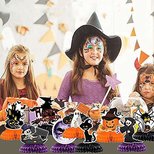 Decoraciones de Halloween, 9 Piezas Centros de Mesa de Panal de Halloween, para Decoración de Mesa, Halloween Decoracion Infantil para Suministros Accesorios Fotográficos para Halloween