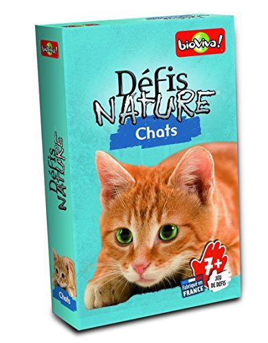 Défis Nature 282642 – Juego de Cartas de Gatos [Texto en francés], Color Azul