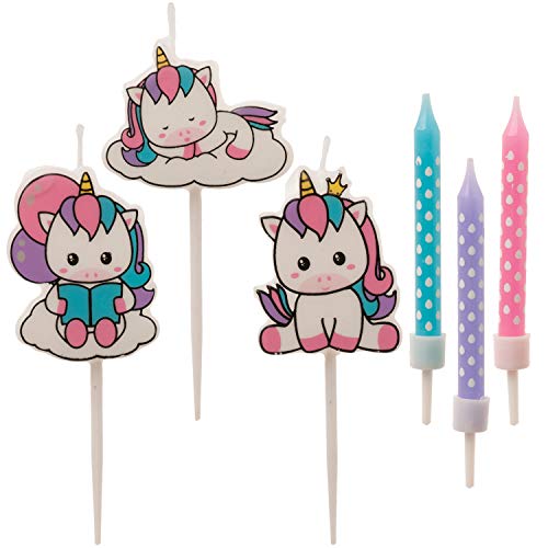 Dekora - Set de Velas de Cumpleaños de Unicornio para Decorar la Tarta de Cumpleaños más Cuqui - 15 Velas
